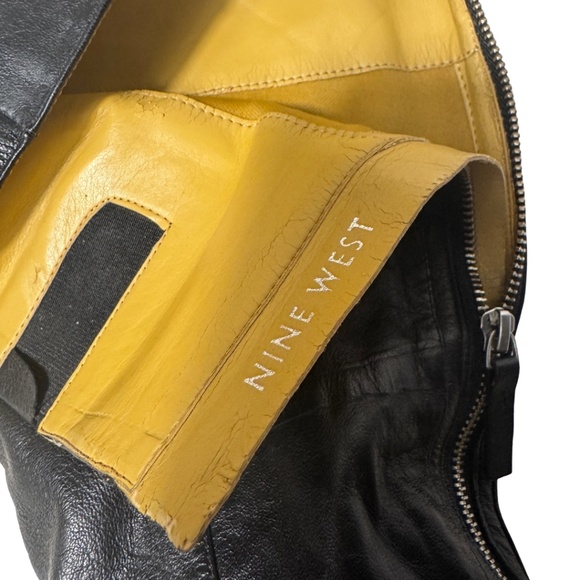 Nine West Black Leather Knee-High Heeled Boots Size 9M - Picture 10 of 15